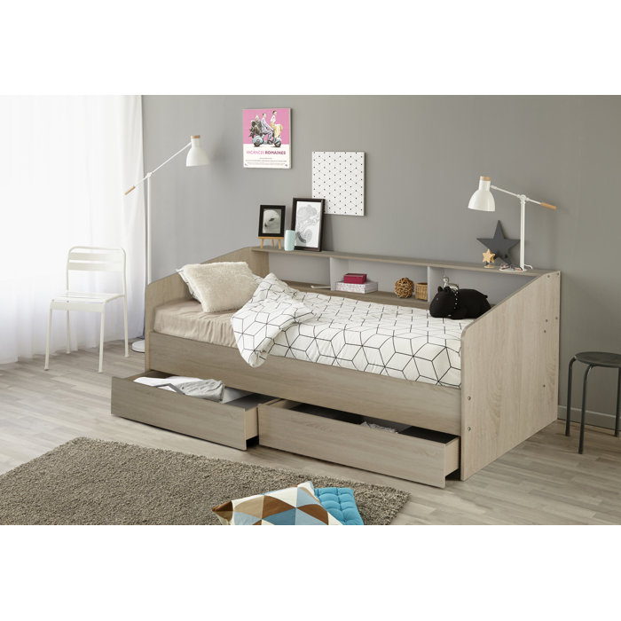 Harriet Bee Egypt Single (3') Solid Wood Cabin Bed with Shelves by